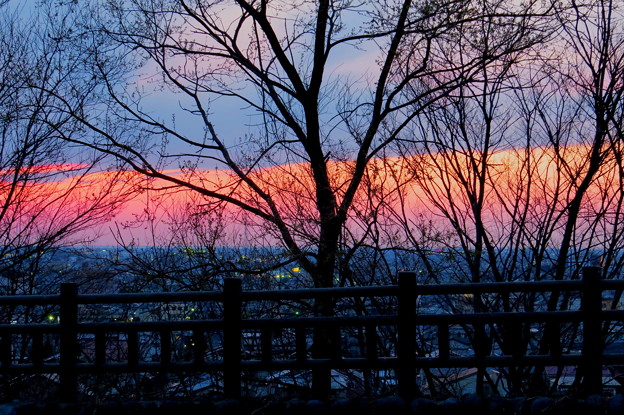 写真: 大乗寺丘陵公園から　夕焼け