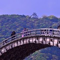 写真: 錦帯橋のアーチと頂上の岩国城・・20130504