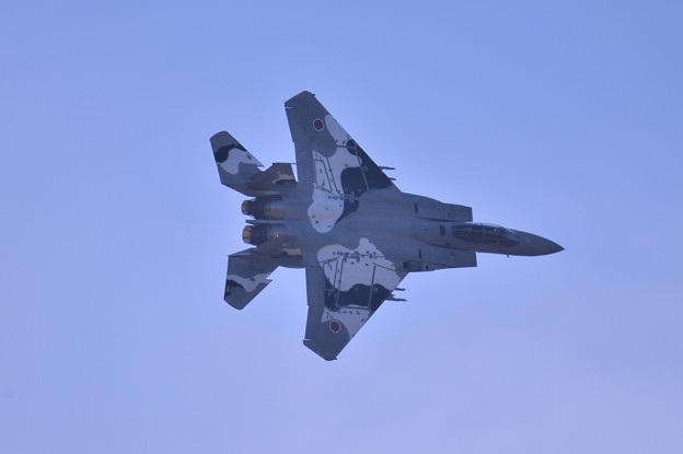 写真: 機動飛行で急旋回を見せるアグレッサー 072 F-15イーグル