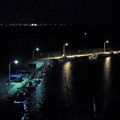 写真: 漁港の灯り