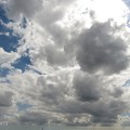 写真: 遠近感のある大きな雲の群れ