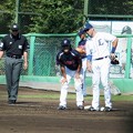 写真: 20130921 水田さん遊ゴ失策で出塁